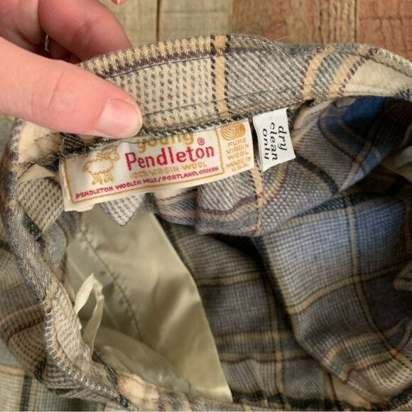 Young Pendleton girls size xl vintage wool midi skirt in cream and gray - Picture 4 of 9